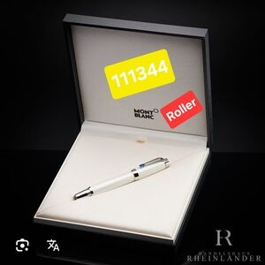 Montblanc White and Silver Rollerball Pen